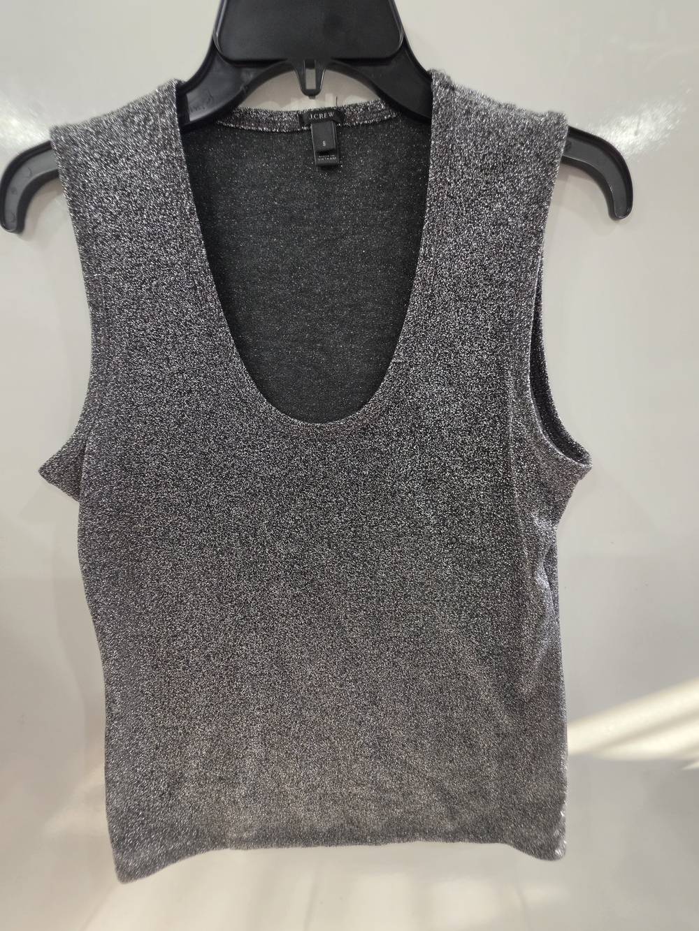J. Crew Shimmer Knit Scoop Neck Tank - Metallic Gray Size S LIKE NEW Glam